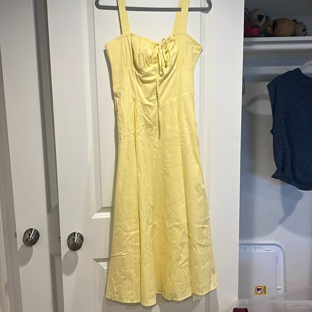 Commence yellow back lace up sundress